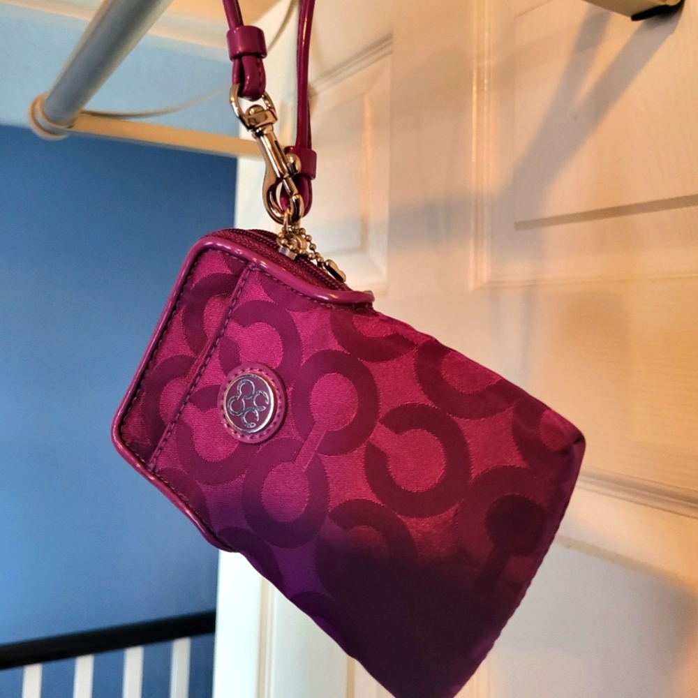 Purple Coach wristlet wallet